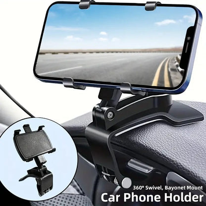 Universal 360° Rotating Car Phone Holder – Dashboard & Rearview Mount