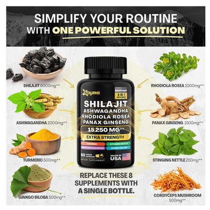 Shilajit & Herbal Blend Capsules –  9000mg Shilajit